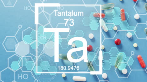 animación de estructuras químicas y fórmulas sobre pastillas