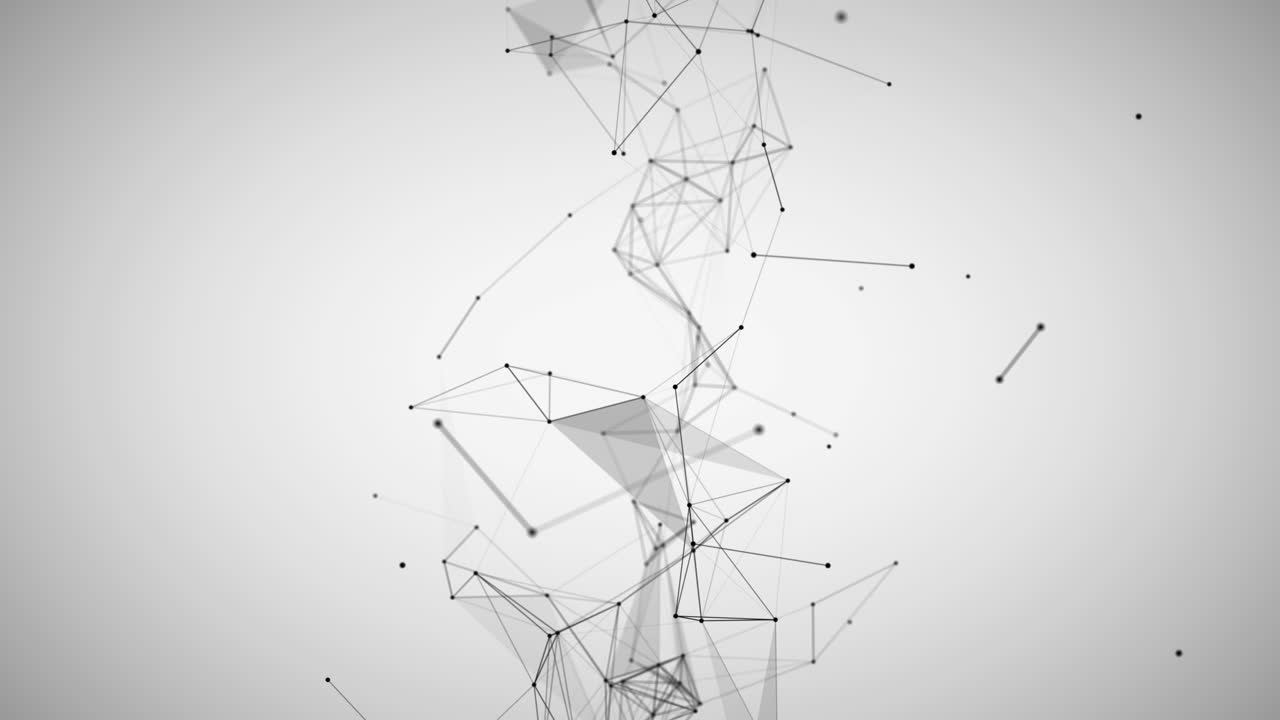 Abstract dots and lines Black and white Neural connection Network Plexus art LOOP 4k slow 60 FPS
