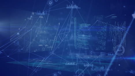 animación del procesamiento de datos y la red de conexiones a través de diagramas
