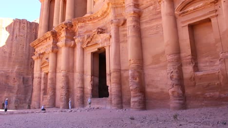 tilt up to the monastery tomb  the ancient nabatean city of petra in jordan