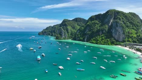 aerial shot of phi phi island boat yard