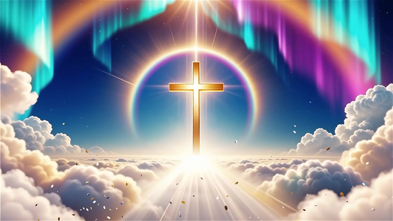 Christian Cross Heavenly Light Worship Background