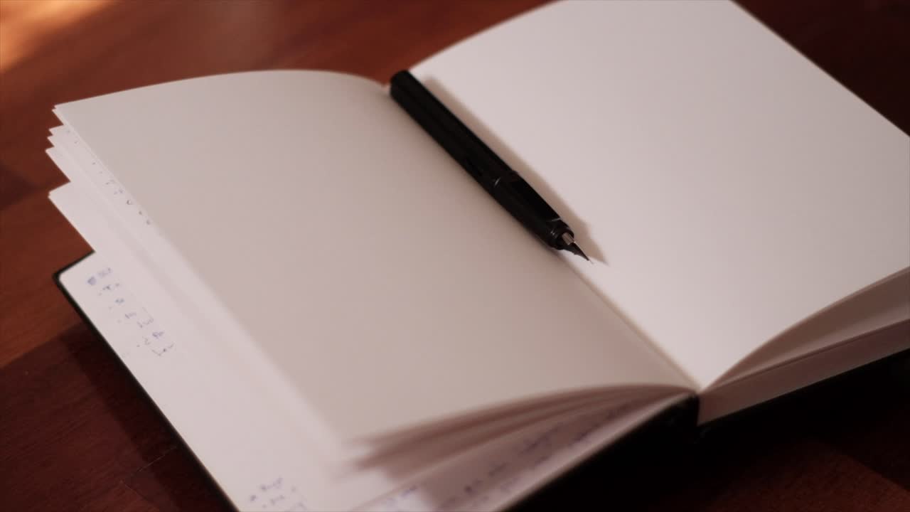 Captivating Penmanship: Slow Motion Spin of Fountain Pen and Notebook