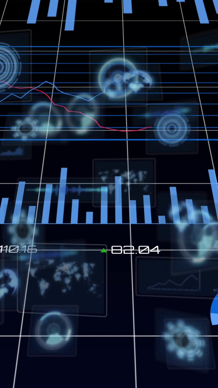 Animation of data processing over black background