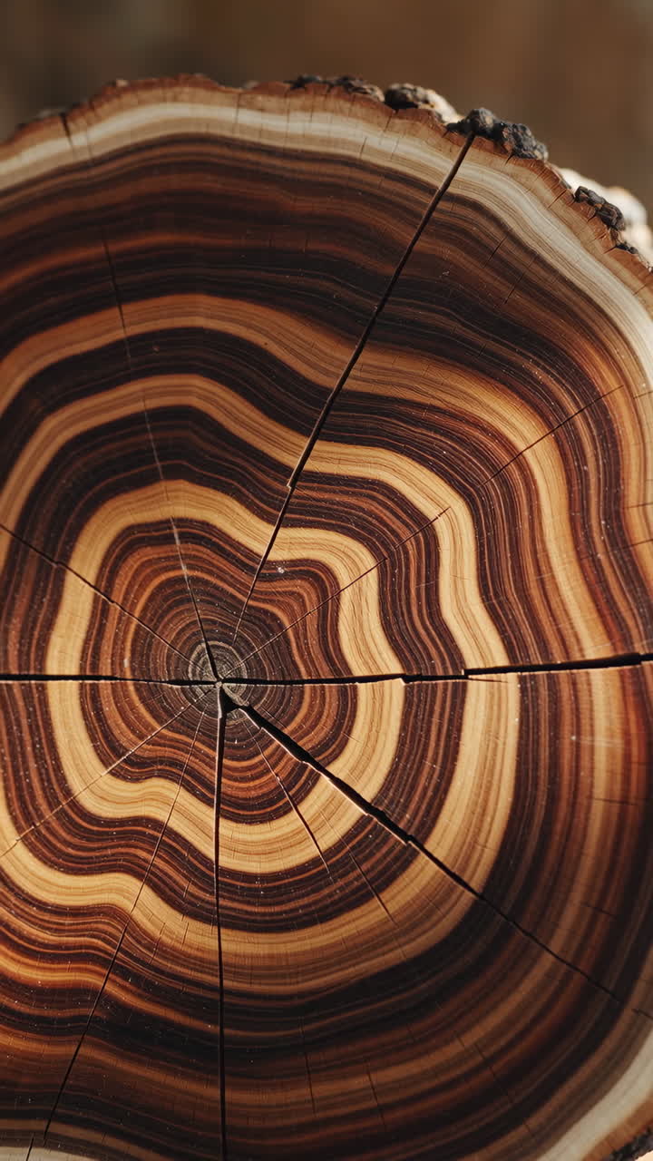 Cross-section of a tree trunk showcasing its growth rings