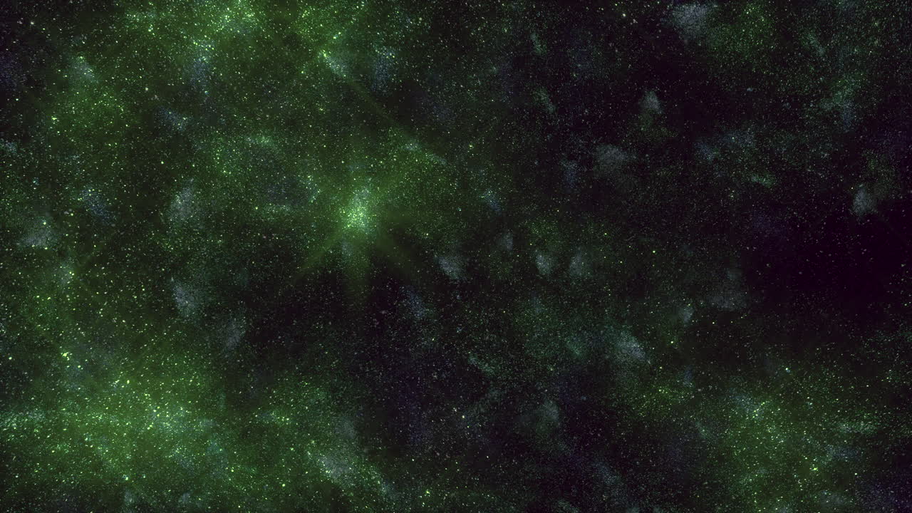 paisaje espacial misterioso estrellas verdes y azules brillantes