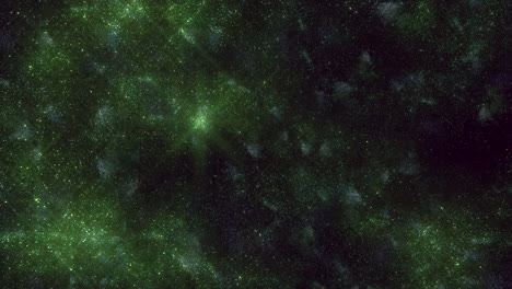 mysterious space landscape bright green and blue stars