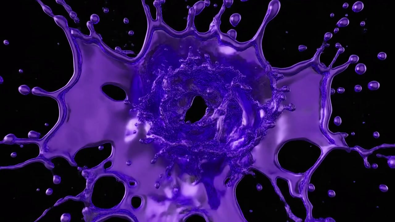 Schizzo di liquido viola su sfondo nero