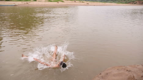 splashing water in a river