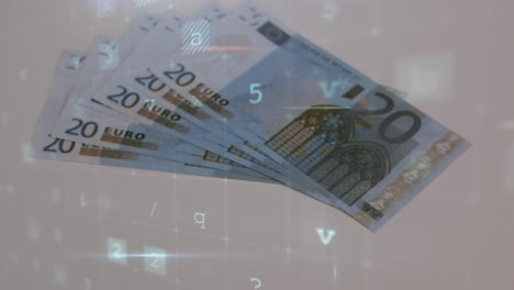 animation der warnung vor cyberkriminalität über fallende euro-banknoten