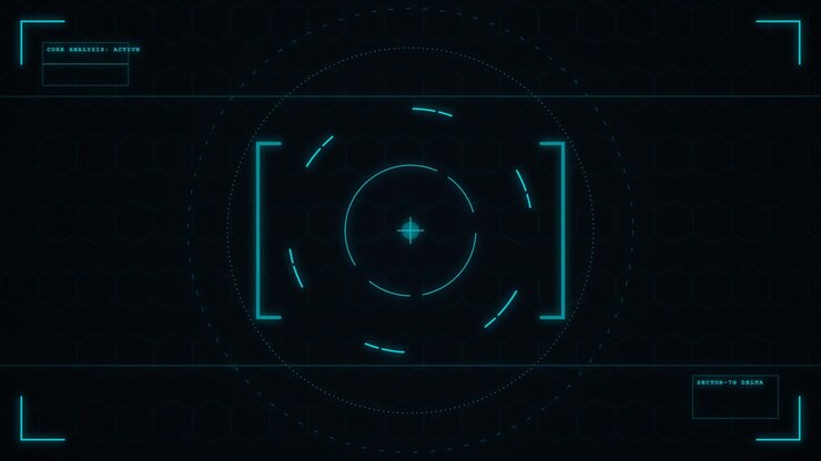 Futuristic Digital HUD Interface with Scanning Target Reticle