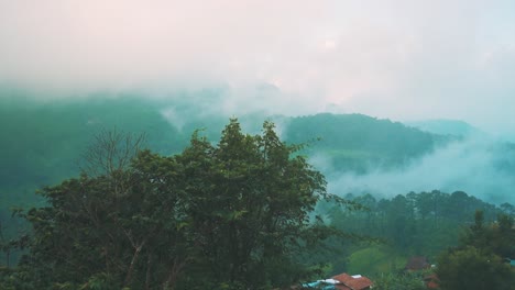 Timelapse-of-moving-clouds-early-morning-in-mountain-valley