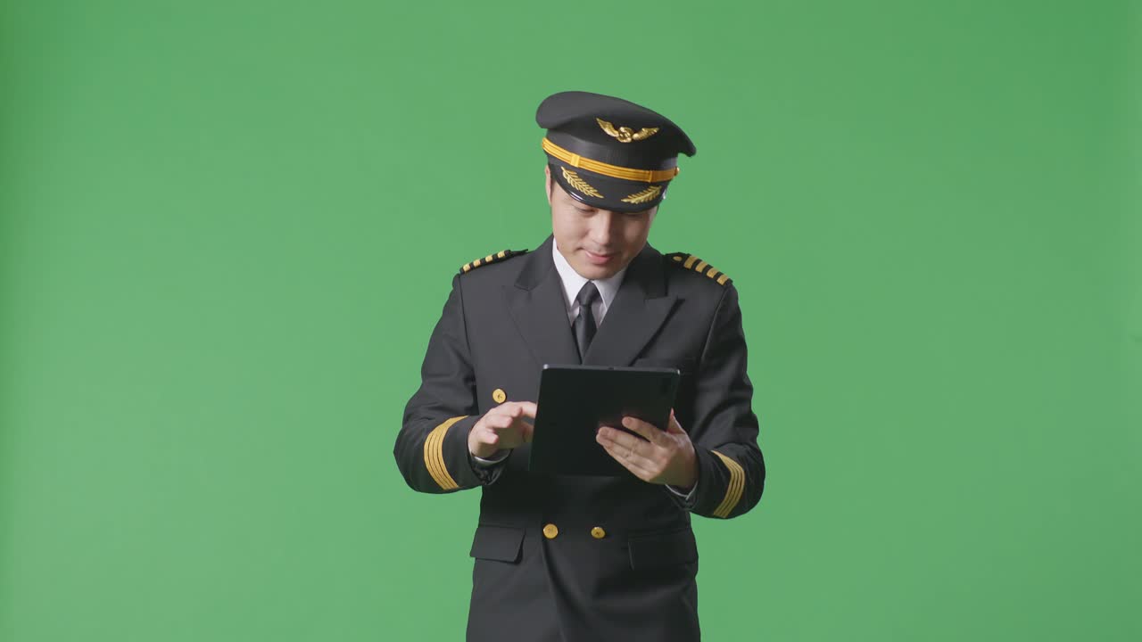 Pilota che esamina il tablet