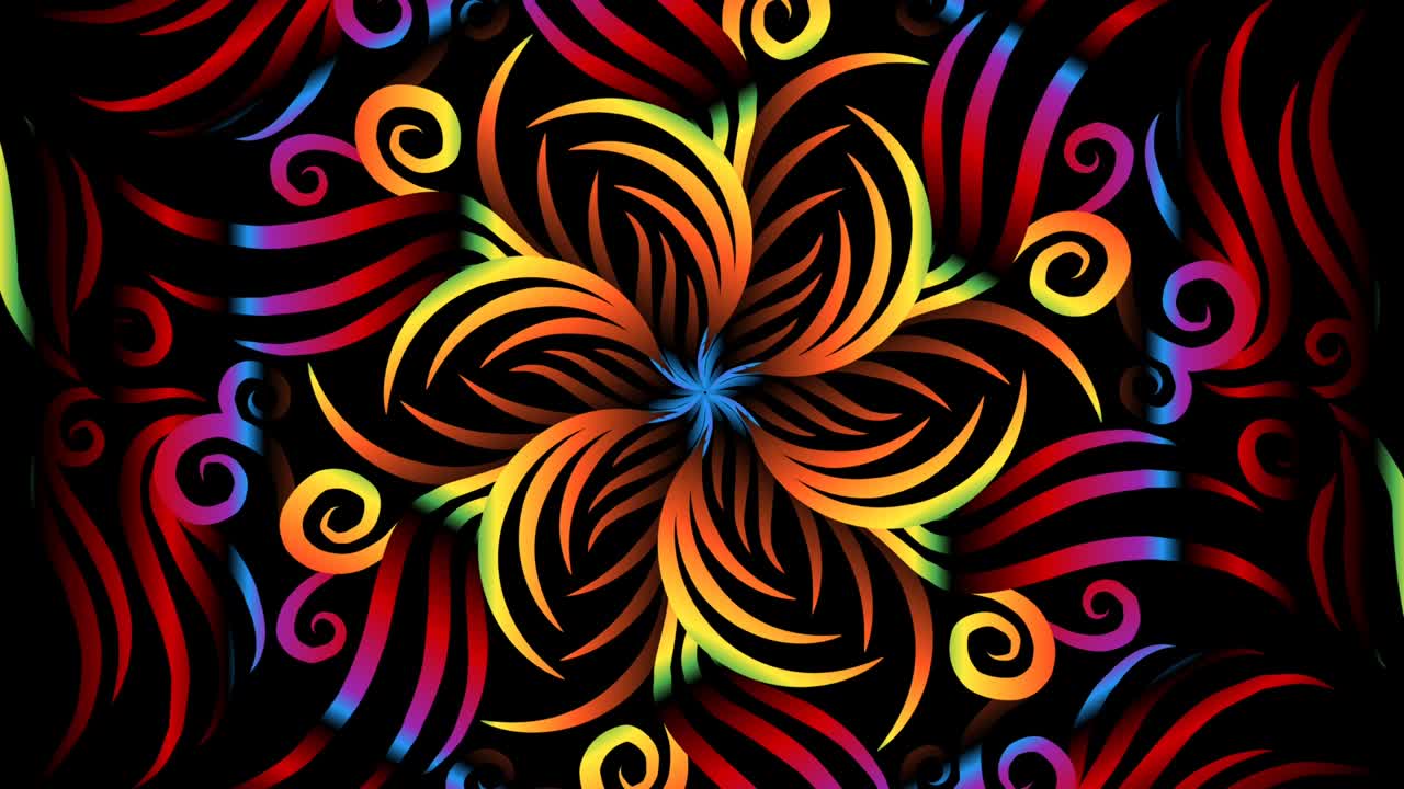 cerchio circolare senza cuciture arcobaleno colorato caleidoscopio gradiente modello di arte floreale di tenun batik tradizionale indonesiano ornamento etnico dayak per l'introduzione pubblicità di apertura commerciale