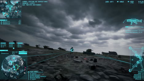 intense first-person shooter military gameplay with futuristic hud