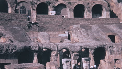 Tourists-Walk-on-the-Different-Levels-of-the-Colosseum-in-Rome-in-1960s