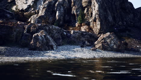 rocks by a lake