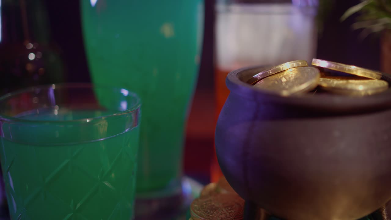 St. Patrick's Day Pot of Gold with Green Drinks