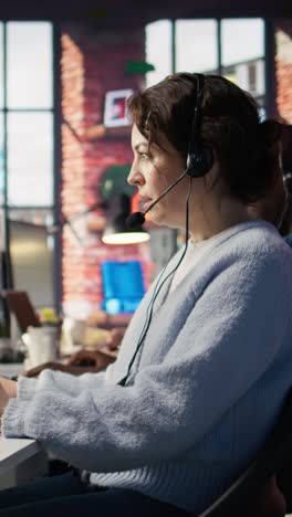vertical video customer support workers assist customers with technical issues