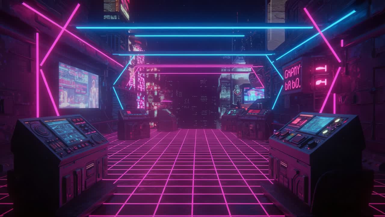 A Stunning Neon Cyberpunk Scene: Explore the Vibrant Glow of Futuristic City Streets Filled with Striking Colors and Illuminated Technology