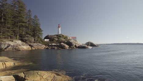 wide shot of lighthouse in vancouver on sunny day, variation, slow motion
