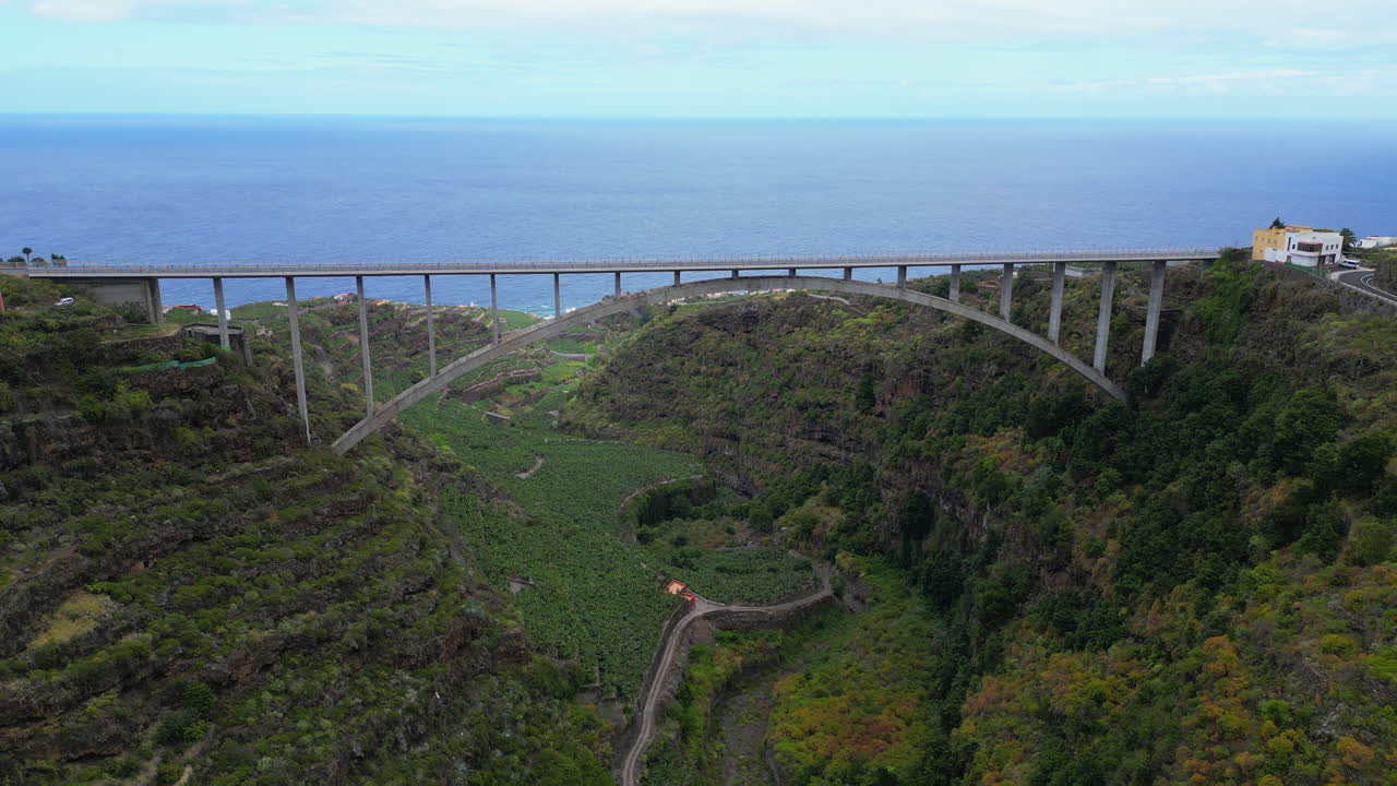 Bridge over a valley by the ocean