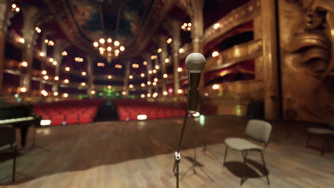 empty stage with microphone in theater