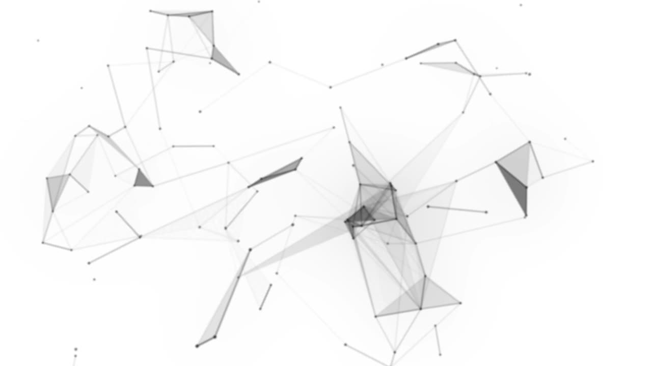 Plexus fantasy abstract technology. Abstract geometric background with moving lines, dots and triangles. Science. Medicine and technology. Loop animations