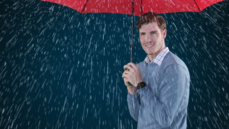 animation of a caucasian man using an umbrella