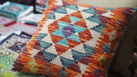 close-up of a decorative patterned pillow