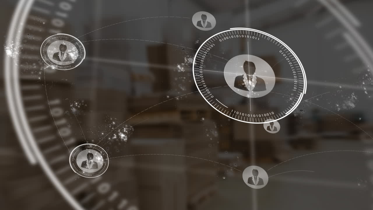 창고를 통해 디지털 아이콘으로 연결 네트워크의 애니메이션