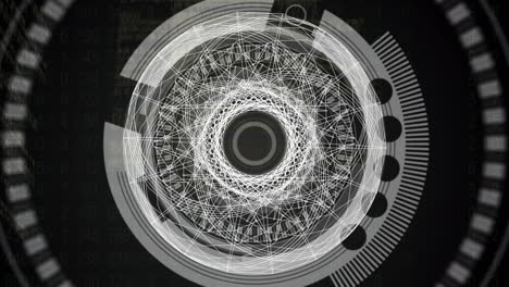 animation of scope scanning over spinning network of connections