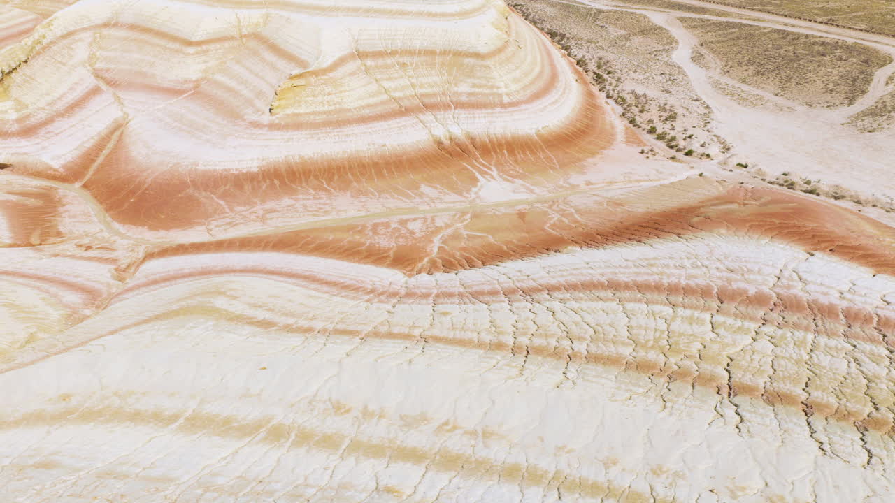 The Kyzylkup Tract, Tiramisu Canyon In The Mangystau Region Of Kazakhstan. Aerial Drone Shot