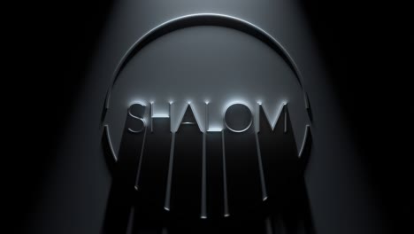 multi color spotlight looping light show surrounding shalom title card