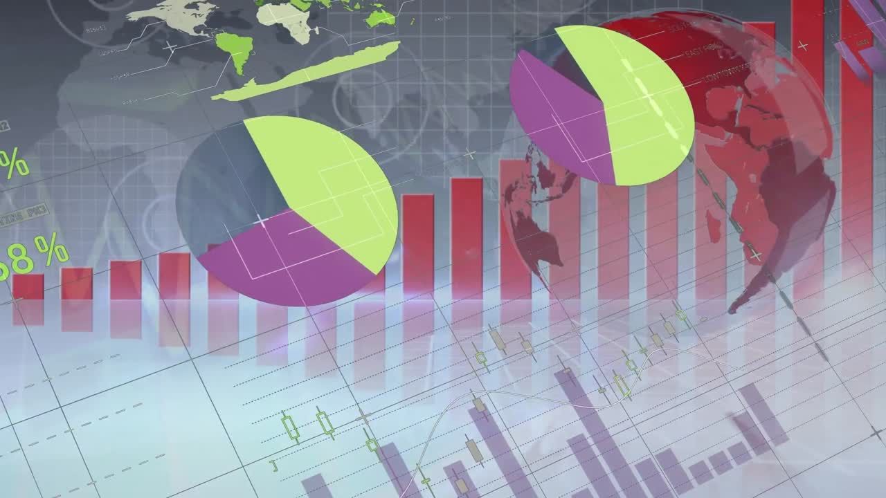 animación del procesamiento de datos financieros en todo el mundo