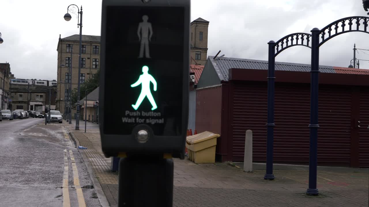 Pedestrian crossing on urban street in city