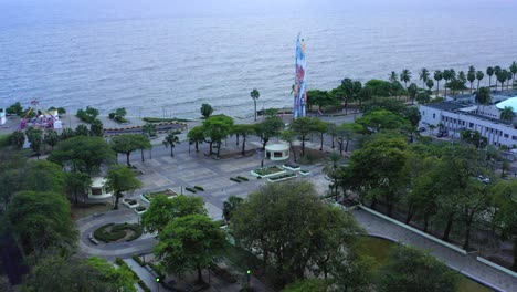 aerial shot from the eugenio maria de hostos park of the malecon of santo domingo desolate