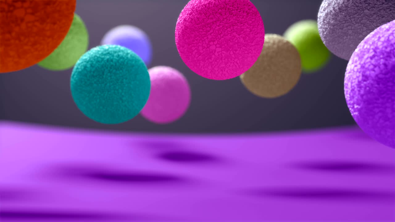 шары с интересной текстурой отскакивают на поверхности.