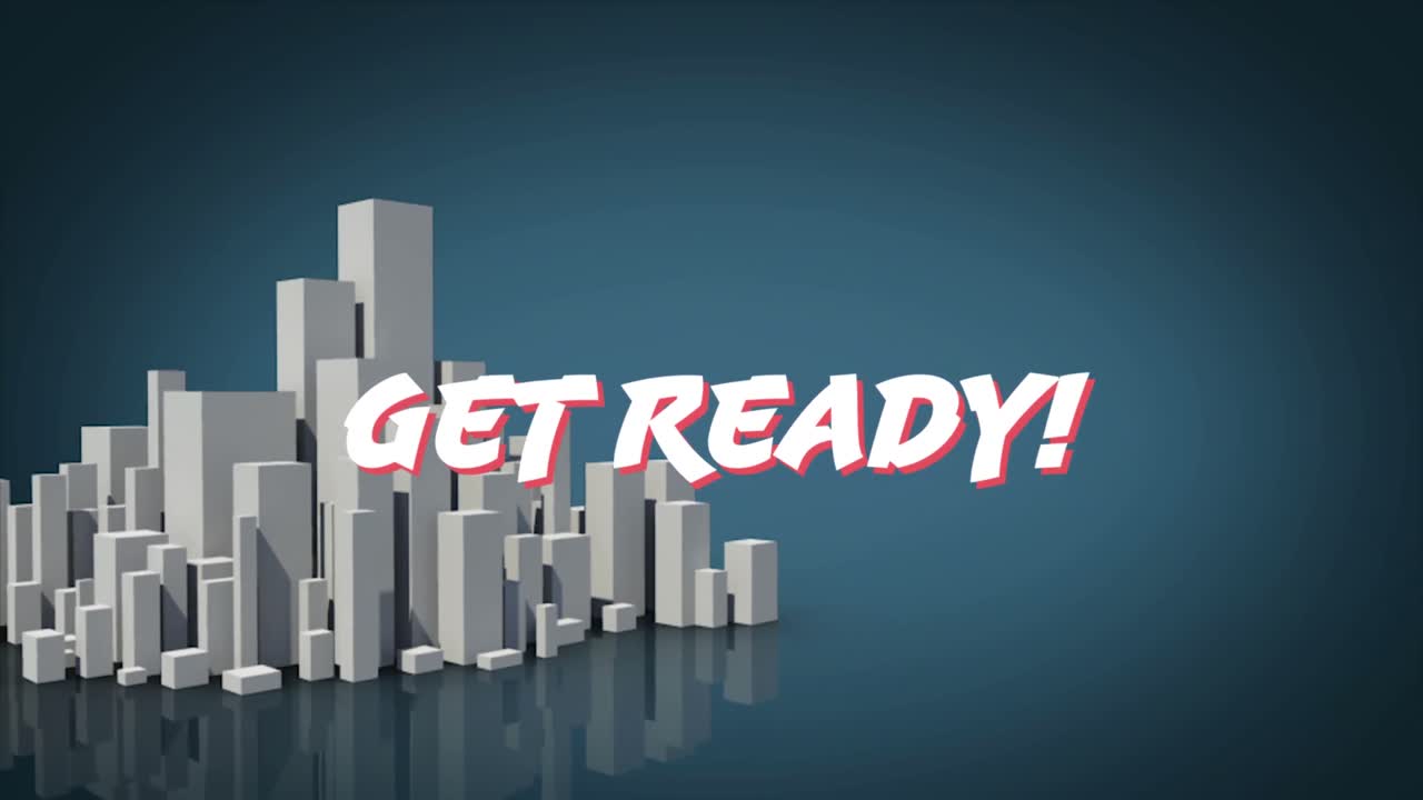 animación de get ready sobre la ciudad moderna digital