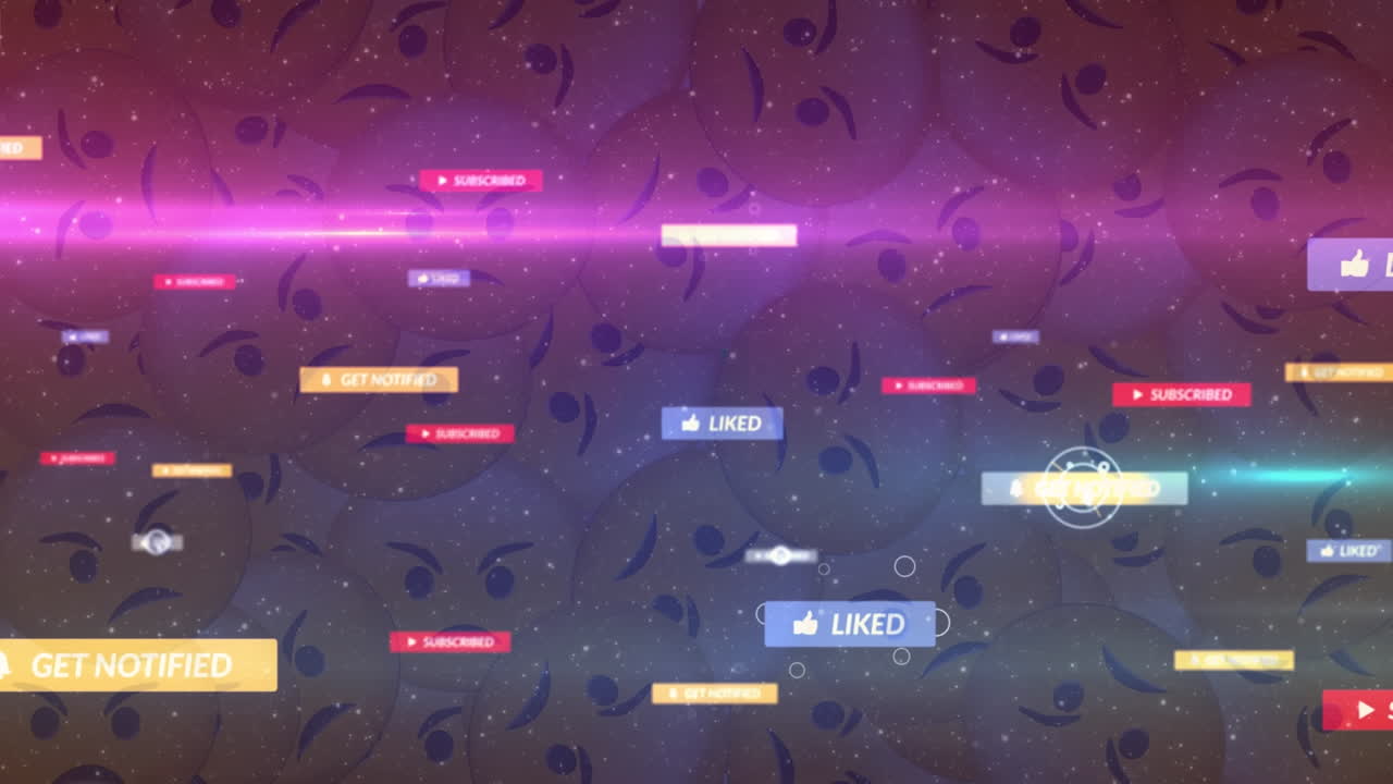 스마트 폰을 사용하는 사람 위에서 소셜 미디어 아이콘의 애니메이션