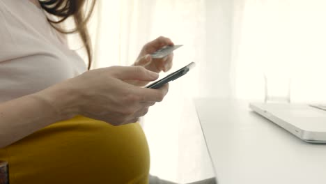 crop pregnant woman shopping on line