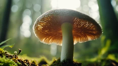 primer plano de un hongo en un bosque