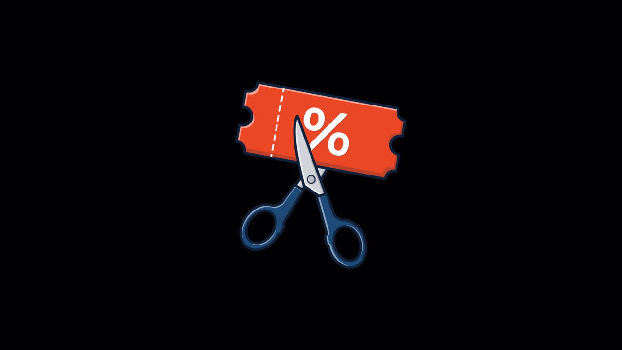 Animated Scissors Cutting a Discount Coupon