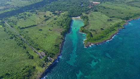 aerial view of tropical coastline