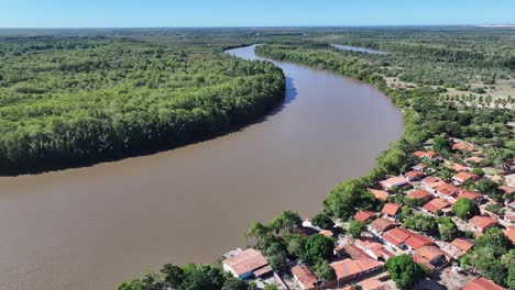 riverside city at araioses in maranhao brazil. largest river delta. coastal cityscape. riverside city at maranhao. riverside scenery. nature background. travel destination. brazil northeast