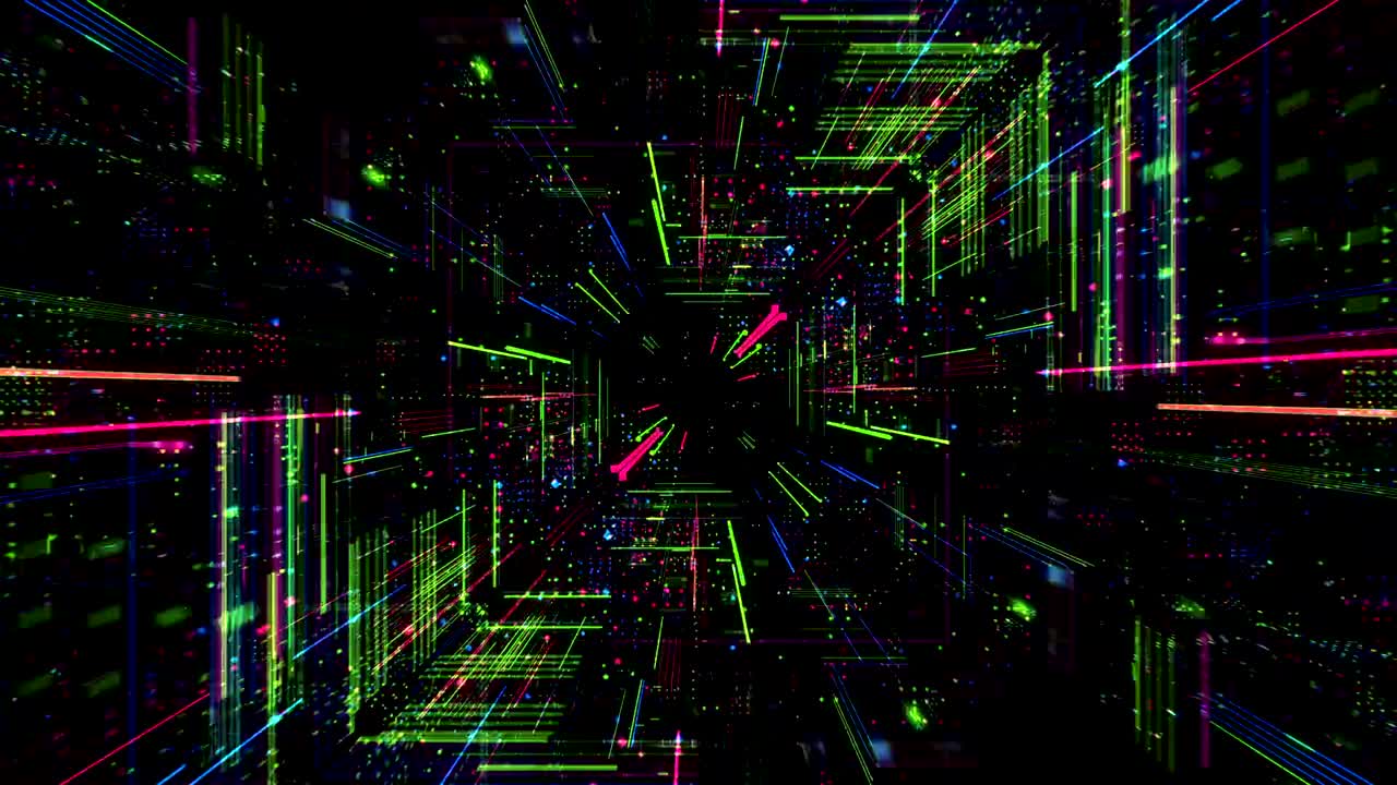 Cyberspace-Hintergrund aus Wissenschaft und Technologie. 3D-Rendering, 4K-Endlosschleife