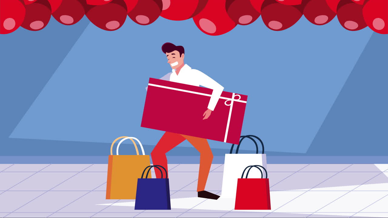 쇼핑 가방 을 들고 선물 을 들고 있는 남자