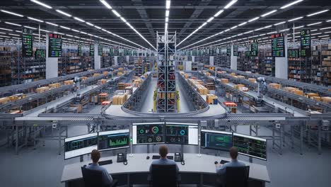 advanced automation in a high-tech warehouse: a view of robotics and control systems managing a dynamic logistics environment