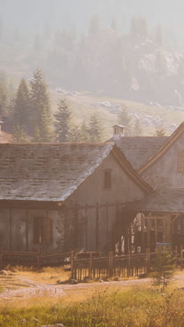 picturesque village house in misty mountains