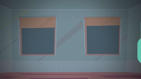 animation of school bags moving over blackboards